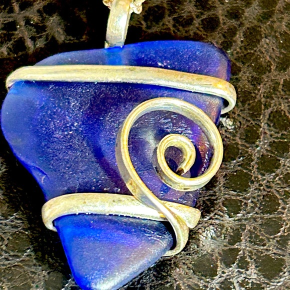 Macy's Blue and Silver Necklace with Sea Glass Pendant - Picture 2 of 5